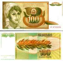 100 Dinárov Juhoslávia 1990, P105 UNC - Kliknutím na obrázok zatvorte -